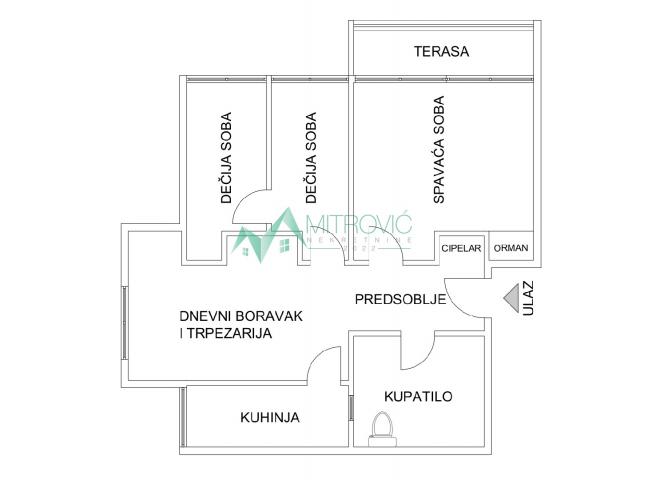 Železnička stanica, dvoiposoban stan 61m2. 