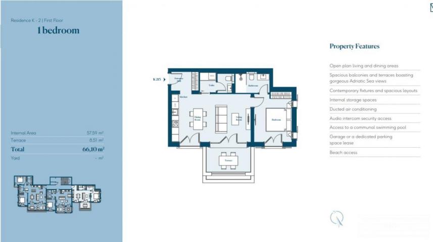 1-soban apartman u VISTERIJA RESIDENCES - Lustica Bay