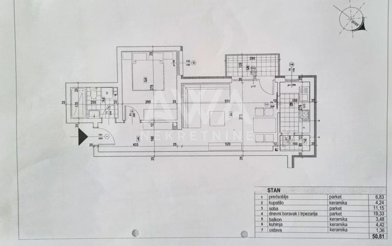 Širi centar. Nov, namešten stan 50m2, sa garažom