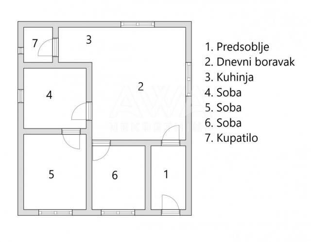 Četvorosobna prizemna kuća 120m2, plac 11ar