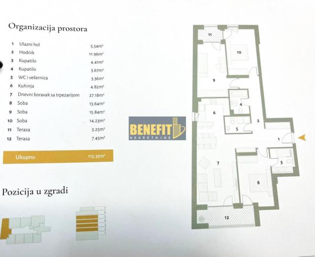 Odličan stan od 115. 35m2 u novogradnji