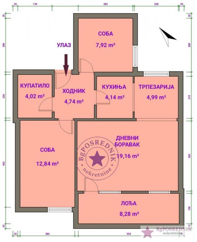 Palilula, Borča, Privrednikovih pitomaca, 63. 5m2