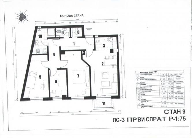 Stan 84, 14m2 novogranja Niš Ledena stena cena 122. 000 evra