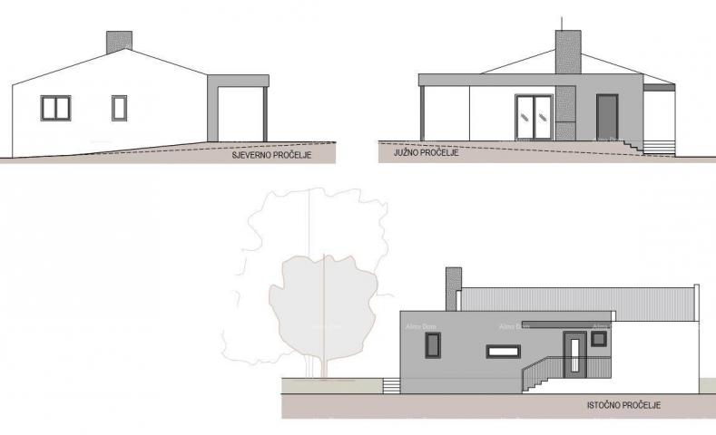 Bauland Offene Baustelle für ein einstöckiges Haus mit Swimmingpool