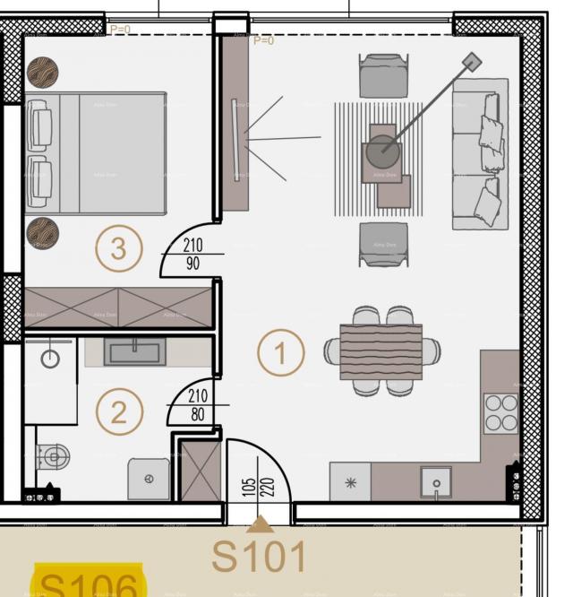 Stan Prodaja stanova u novom poslovno - stambenom projektu, Poreč, S 101