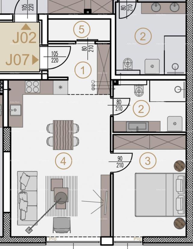 Wohnung Wohnungen zum Verkauf in einem neuen Gewerbe- und Wohnprojekt, Poreč, J07-Gebäude J