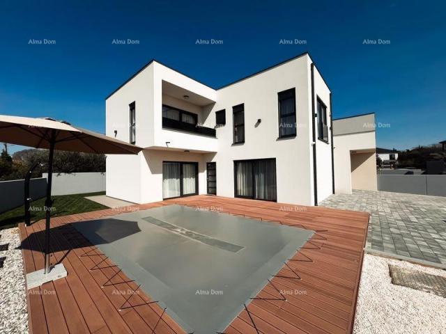 House A newly built, modern two-story house with a swimming pool near the sea, Pomer!