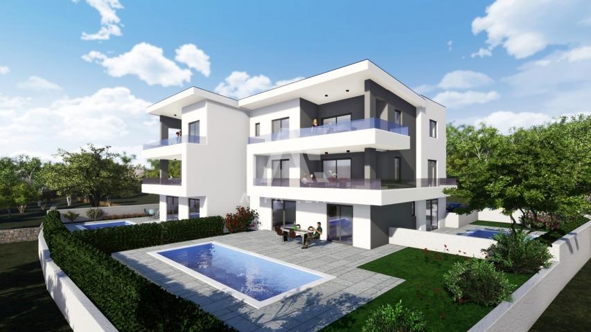 Malinska, surroundings, newly built two bedroom apartment with pool!! ID 438