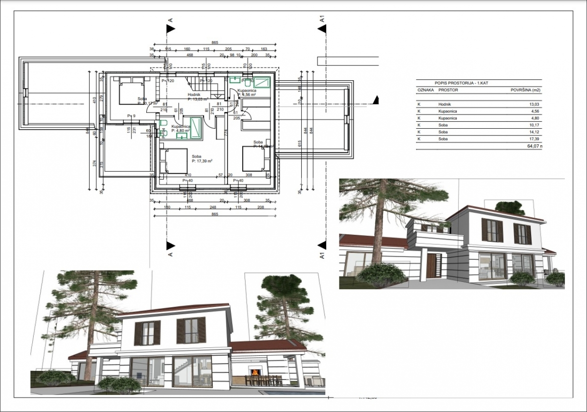 Verkauf von Bauland mit Projektunterlagen in Kornić - ID 539