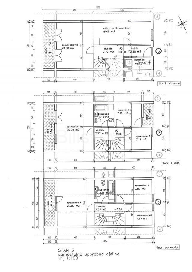 Podstrana, kuća u nizu 168 m2, vrt 35 m2, 2 park. mjesta