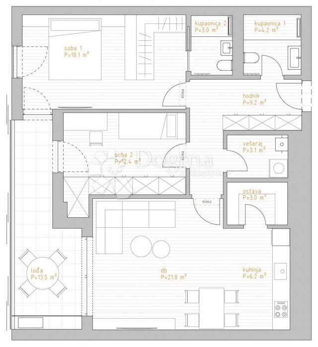 NOVOGRADNJA PREMIUM LIVING RIJEKA -  STAN 3. 1 / 2S+DB