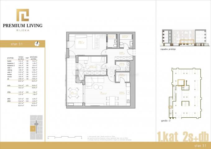 NOVOGRADNJA PREMIUM LIVING RIJEKA -  STAN 3. 1 / 2S+DB