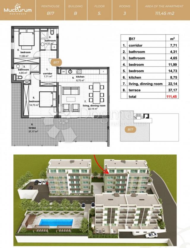 Wohnung Makarska, 64,73m2