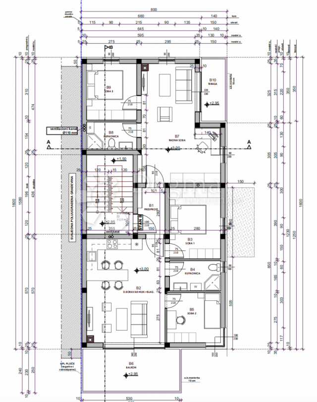 LUKSUZNA NOVOGRADNJA 300m OD MORA (ZGRADA-B) 1 - KAT