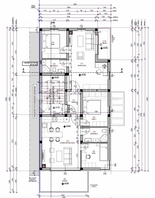 LUKSUZNA NOVOGRADNJA 300m OD MORA (ZGRADA-B) 2 - KAT