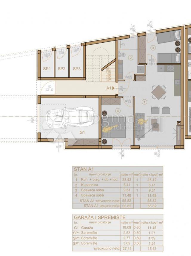 Wohnung Veli vrh, Pula, 55,82m2