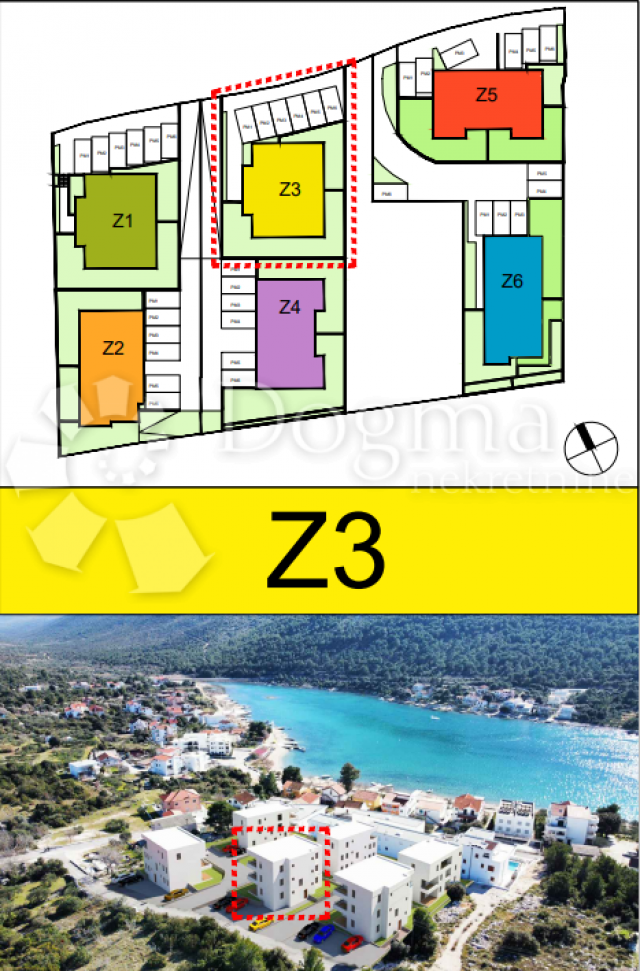 GREBAŠTICA-NOVOGRADNJA 80M OD MORA- 1. KAT Z3 S3