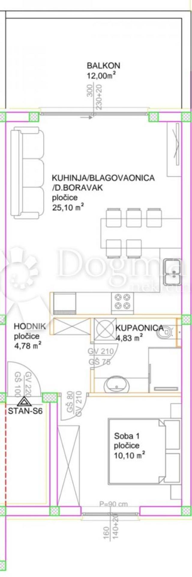 Wohnung Čiovo, Trogir, 44,87m2