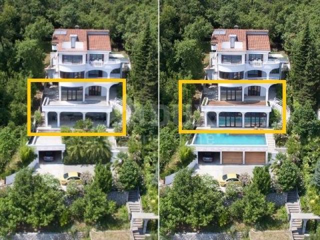 OPATIJA, ZENTRUM - zweistöckige Wohnung 200m2 (Erdgeschoss + Keller) 3 Schlafzimmer + Badezimmer mit