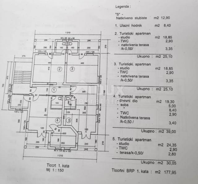 ISTRA, MEDULIN Apartmanska kuća 500m od mora!