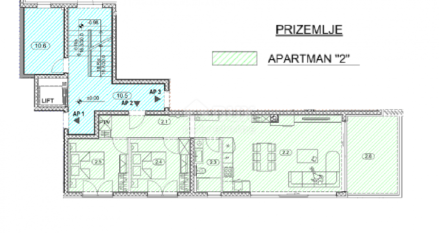 OPATIJA, CENTAR- stan novogradnja 80, 10m2 s panoramskim pogledom na more + okoliš 68, 06m2 - APARTM