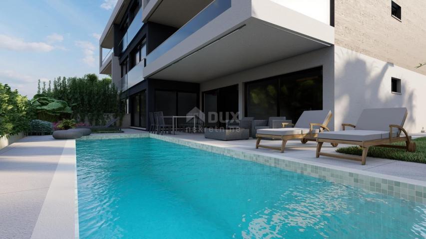 ZADAR, PRIVLAKA - Luxusapartment mit Swimmingpool im Bau, 1. Reihe zum Meer, S2