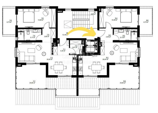 PULA, MEDULIN - Wohnung in einem neuen Gebäude mit großer Terrasse, 100 m vom Meer entfernt, Panoram