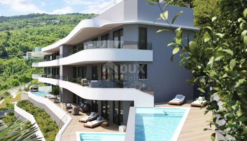 OPATIJA, ZENTRUM - Wohnung in einem Top-Neubau mit eigenem Pool, Panoramablick auf das Meer, Garage