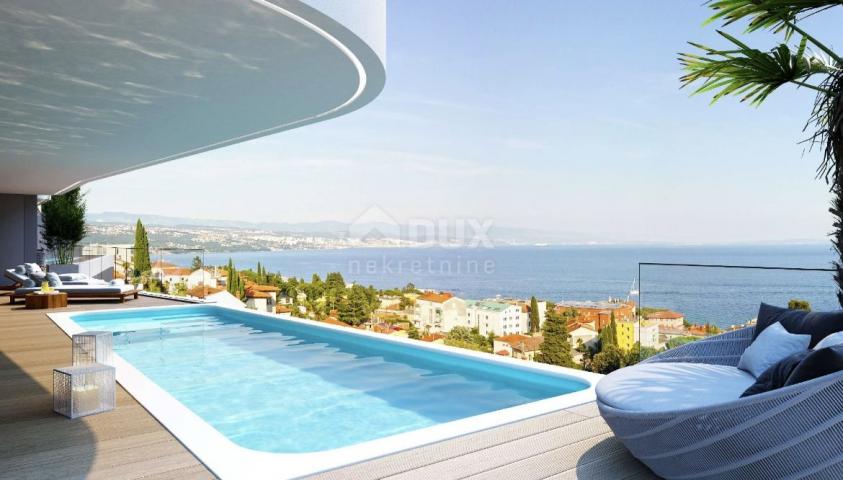 OPATIJA, ZENTRUM - Wohnung in einem Top-Neubau mit eigenem Pool, Panoramablick auf das Meer, Garage