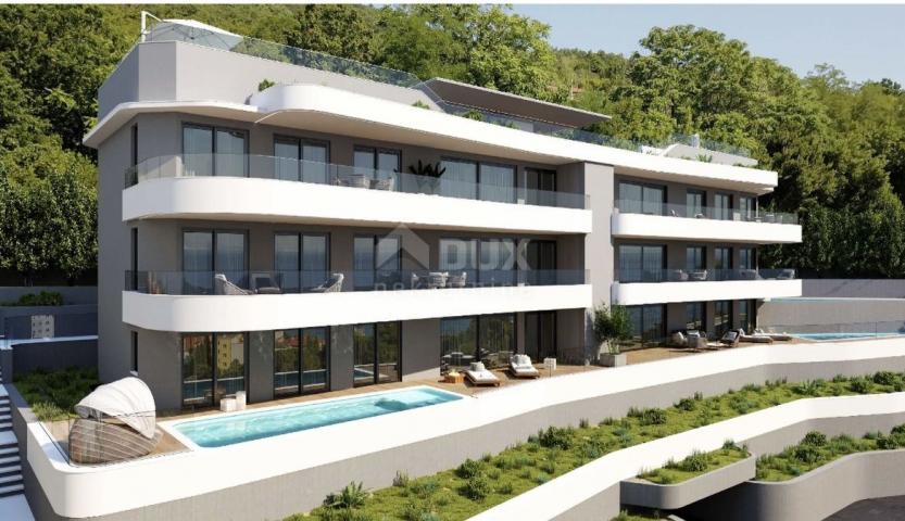 OPATIJA, ZENTRUM - Wohnung in einem Top-Neubau mit eigenem Pool, Panoramablick auf das Meer, Garage