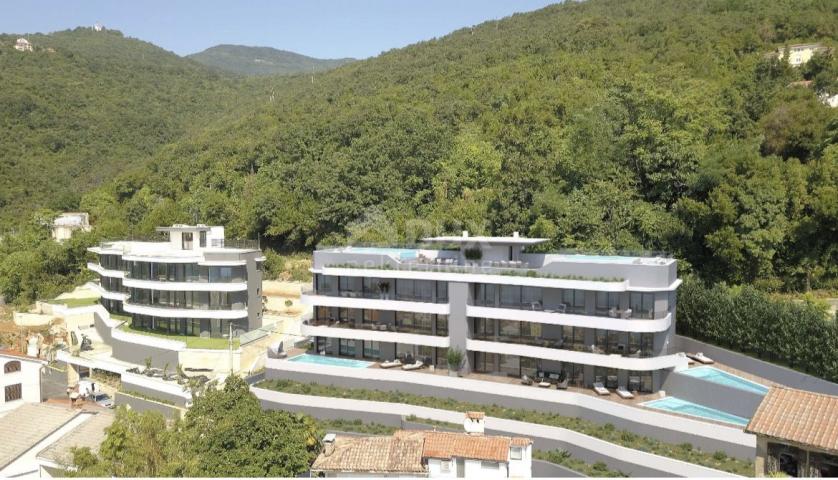 OPATIJA, ZENTRUM - Wohnung in einem Top-Neubau mit eigenem Pool, Panoramablick auf das Meer, Garage