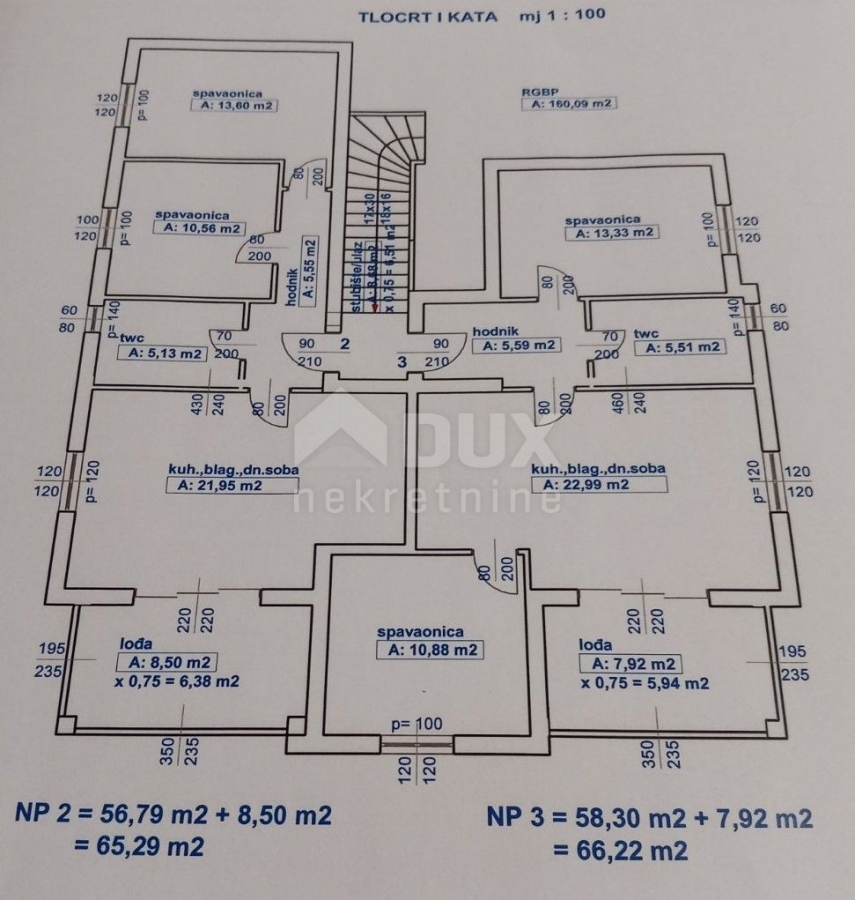 RAB ISLAND, BARBAT – 2BR+DB im 1. Stock eines neuen Gebäudes, 66m2