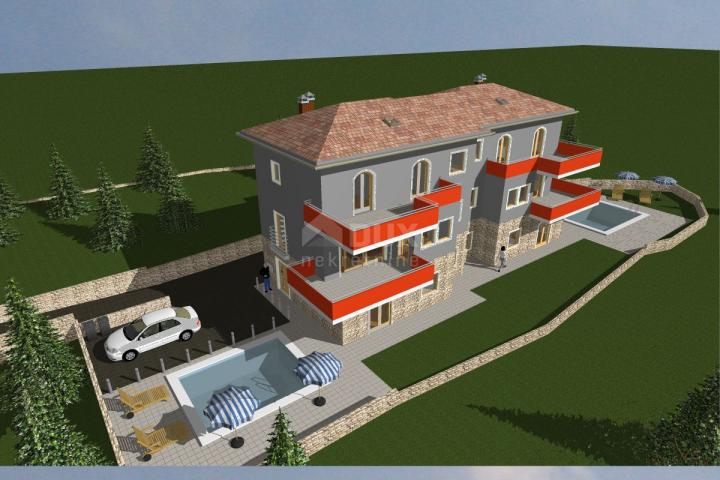 OPATIJA, IČIĆI, POLJANE - Baugrundstück 650m2 MIT BAUGENEHMIGUNG und Meerblick