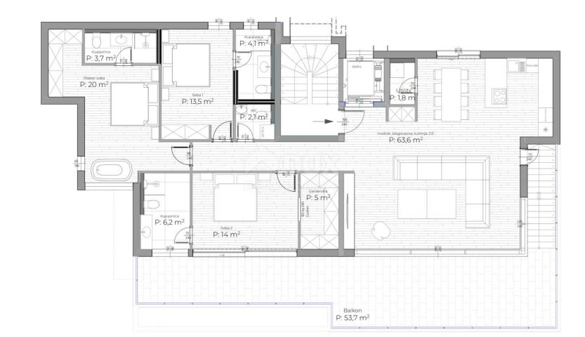 OPATIJA, ZENTRUM - exklusives Penthouse mit Aussicht, Pool und Garage