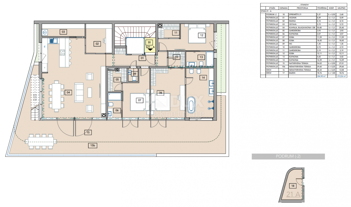 OPATIJA, ZENTRUM – exklusives Penthouse von 214 m2 in einem luxuriösen Neubau, Wellness, Aussicht