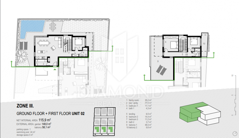 Neubau, moderne Wohnung mit Pool in der Nähe von Novigrad