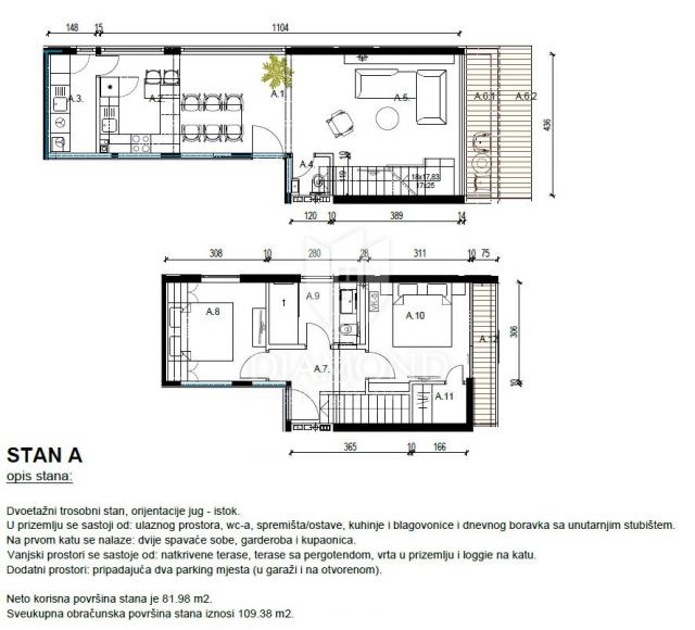 Rovinj, novi stan na dvije etaže i vrtom