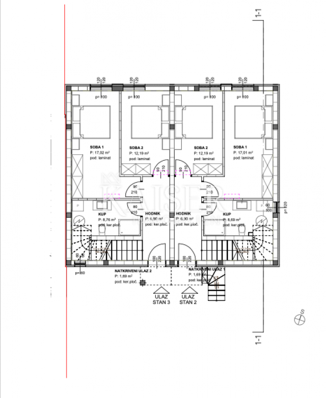 Otok Krk, Soline - dvoetažni apartman A, 150 m od mora