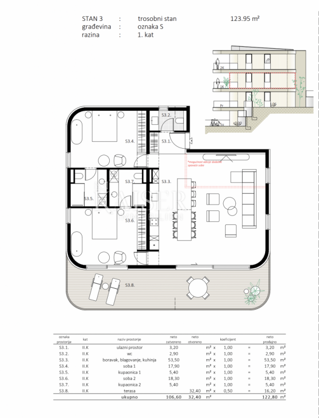 Wohnung Dramalj, Crikvenica, 122,80m2