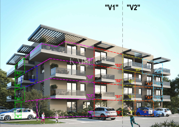 Istra, Poreč-Vabriga, stan V2-B3 s velikom krovnom terasom 