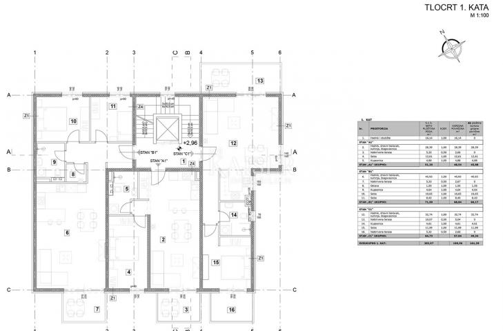 Istra, Poreč - Vabriga, stan V2-C1 u novogradnji 57, 04 m2, lift