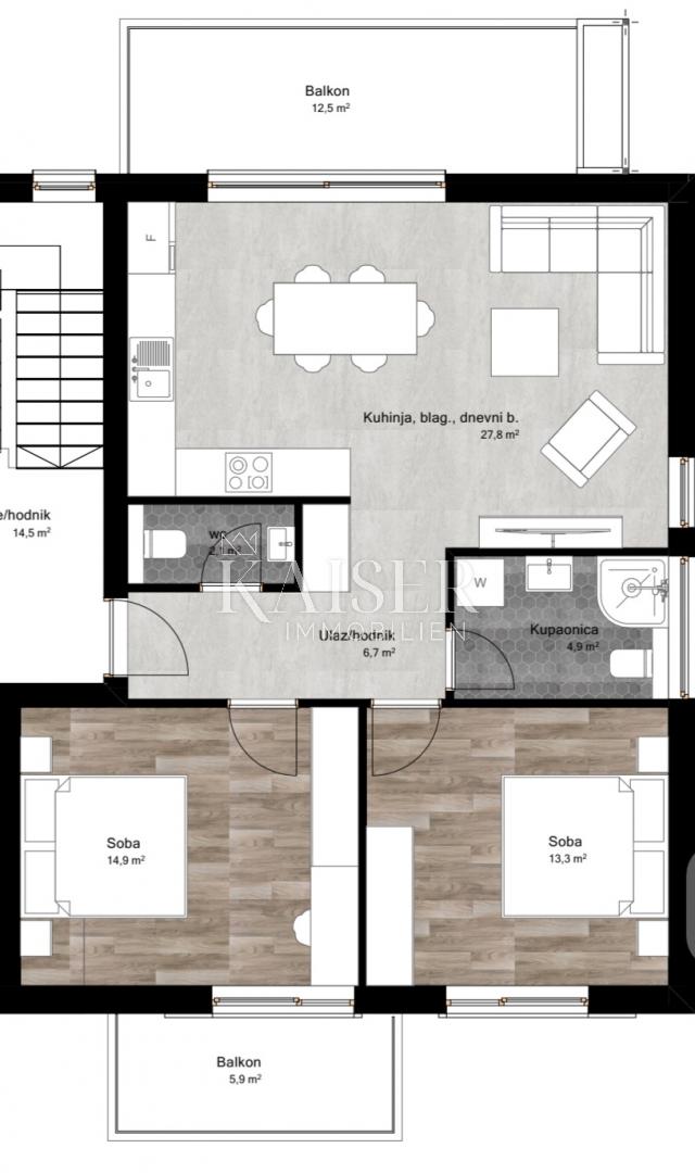 Istrien, Poreč - Neubau, Wohnung 74 m2 im ersten Stock mit zwei Terrassen