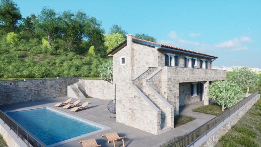 Istria, Momjan, villa with swimming pool under construction