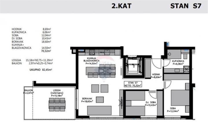 Wohnung Privlaka, 87,38m2