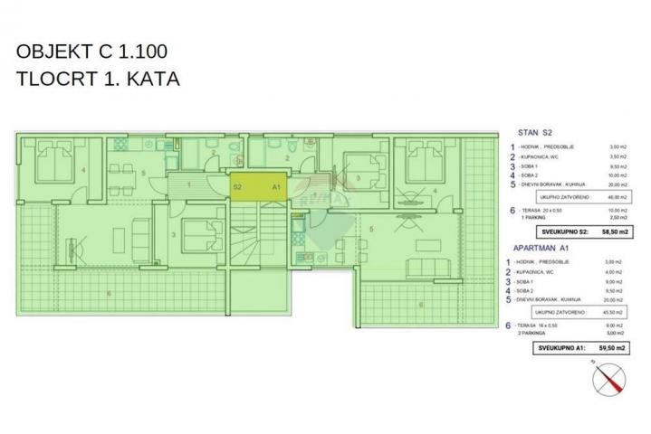 Wohnung Novalja, 58,50m2