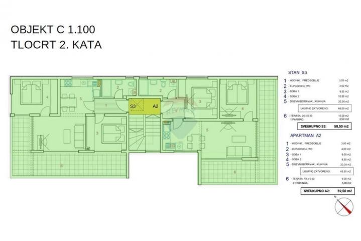 Wohnung Novalja, 59,50m2