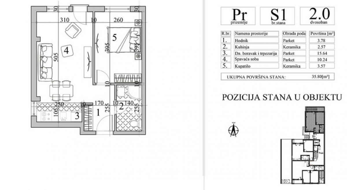 NOVI SAD - NOVA DETELINARA - 35. 80 m2