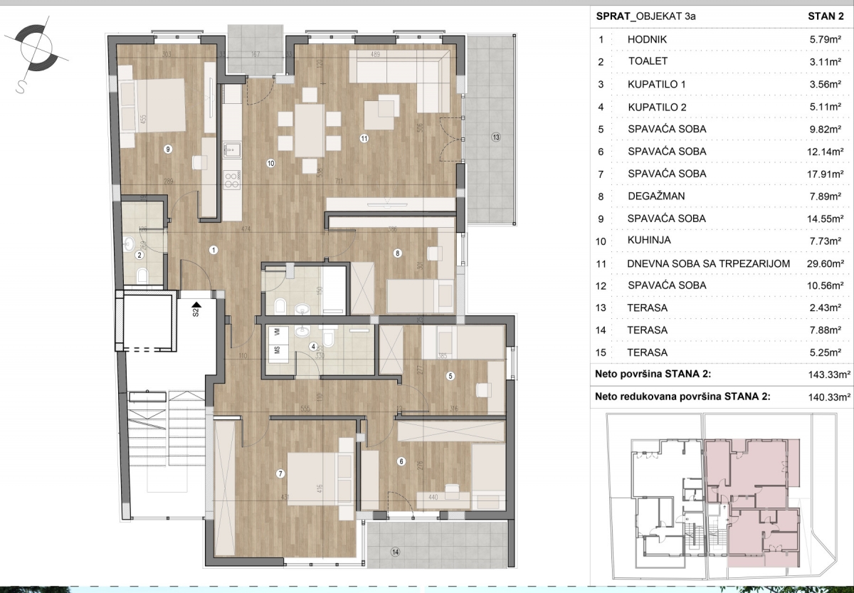 NOVI SAD - BULEVAR PATRIJARHA PAVLA - 140. 33 m2