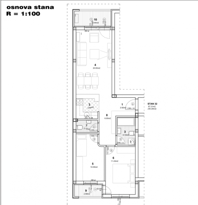 NOVI SAD - NOVO NASELJE - 65. 29 m2