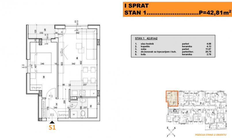 NOVI SAD - TELEP - 42. 81 m2